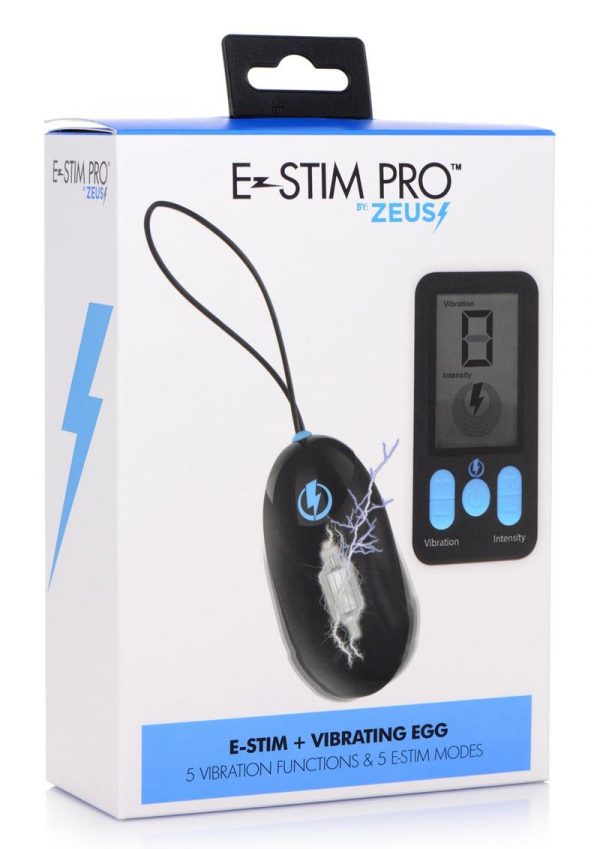 Zeus Vibrating andamp; E-Stim Rechargeable Silicone Egg With Remote Control - Black