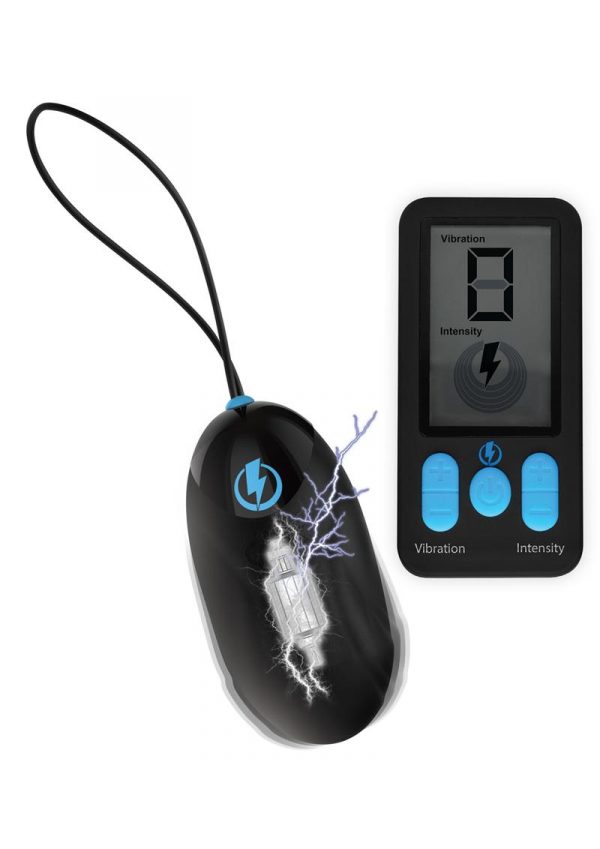 Zeus Vibrating andamp; E-Stim Rechargeable Silicone Egg With Remote Control - Black