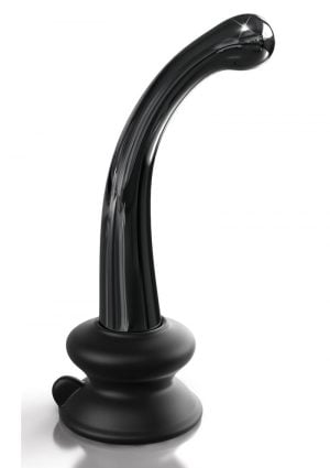 Icicles No 87 Glass G-Spot Wand With Bendable Silicone Suction Cup - Black