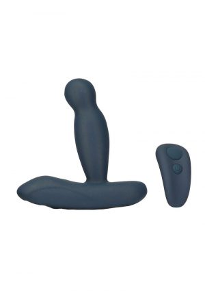 Lux Active Revolve Silicone Rechargeable Rotating andamp; Vibrating Anal Massager With Remote Control - Navy
