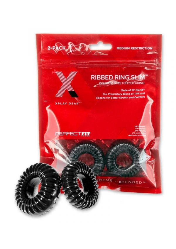 The Xplay PF Blend Premium Stretch Ribbed Ring Slim (2 Pack) - Black
