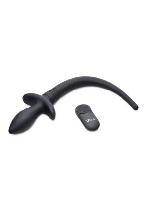 Tailz Waggerz Moving andamp; Vibrating Silicone Rechargeable Puppy Tail With Remote Control - Black