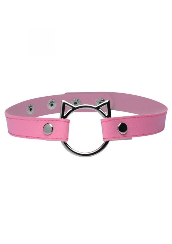 Master Series Kinky Kitty Adjustable Ring Choker Slim - Pink