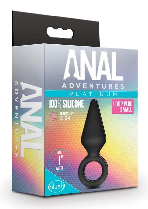 Anal Adventures Platinum Silicone Loop Plug - Small - Black