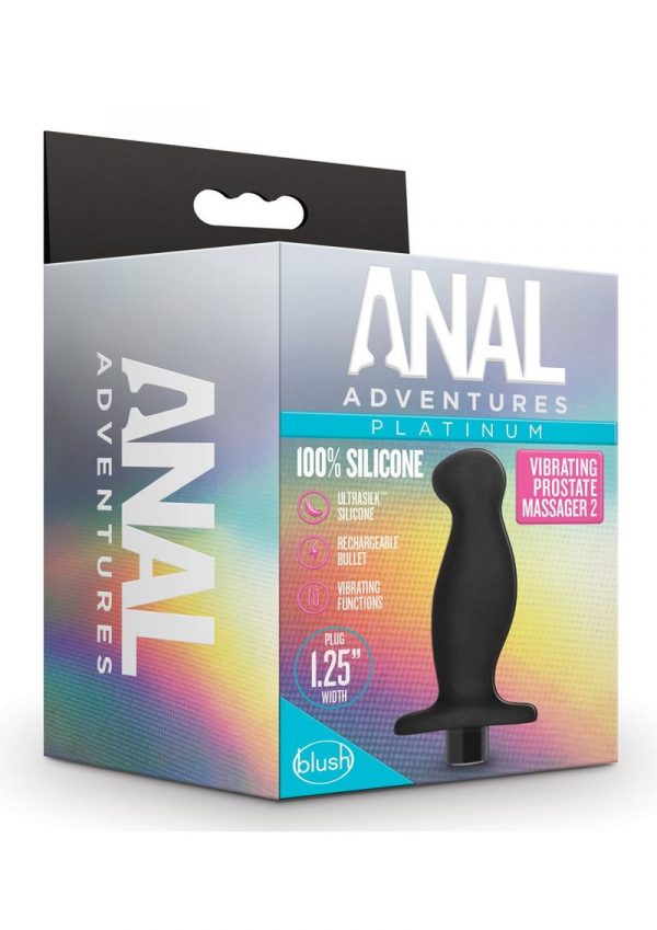 Anal Adventures Platinum Silicone Rechargeable Vibrating Prostate Massager 02 - Black