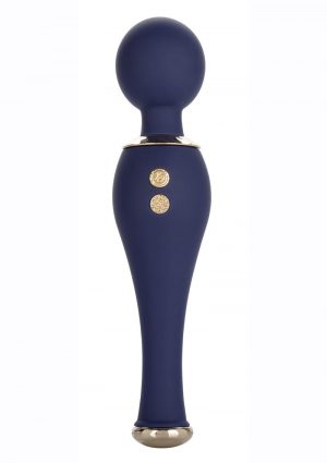 Chic Poppy Rechargeable Silicone Wand Massager - Blue