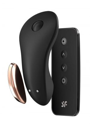 Satisfyer Little Secret Silicone Rechargeable Panty Vibrator with Remote Control - Black/Gold
