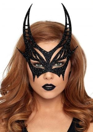 Leg Avenue Glitter Devil Mask - O/S - Black