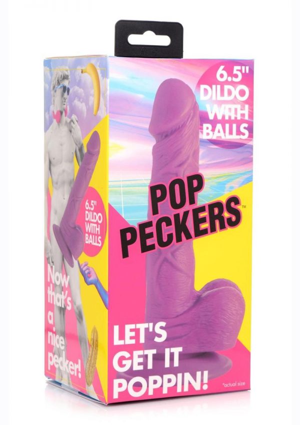 Pop Peckers Dildo with Balls 6.5in - Purple