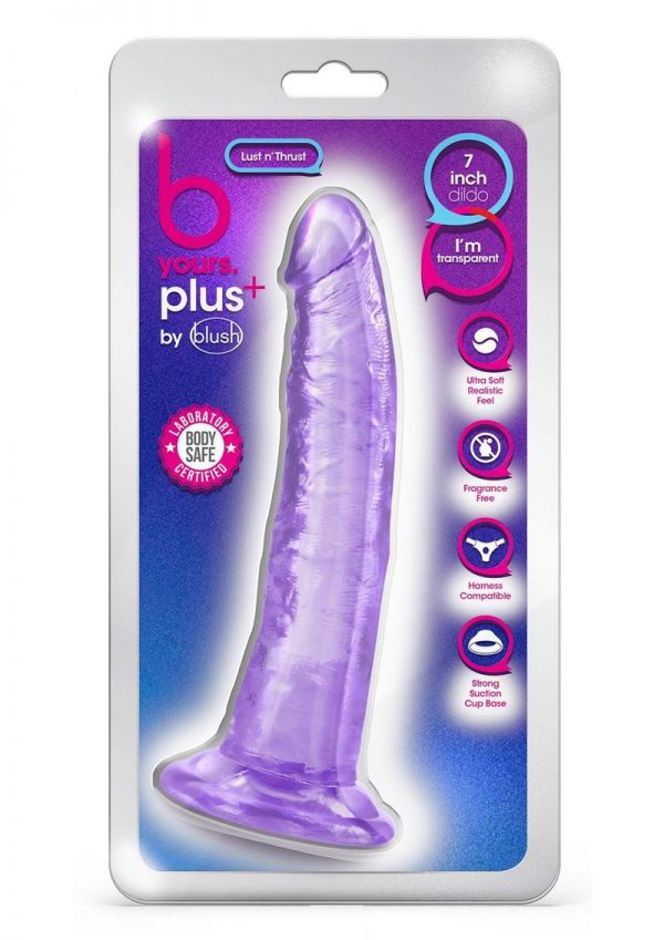 B Yours Plus Lust n` Thrust Realistic Dildo 7.5in - Purple