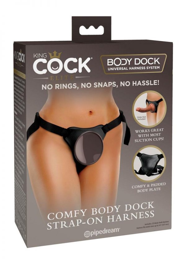 King Cock Elite Comfy Body Dock Harness System - Black