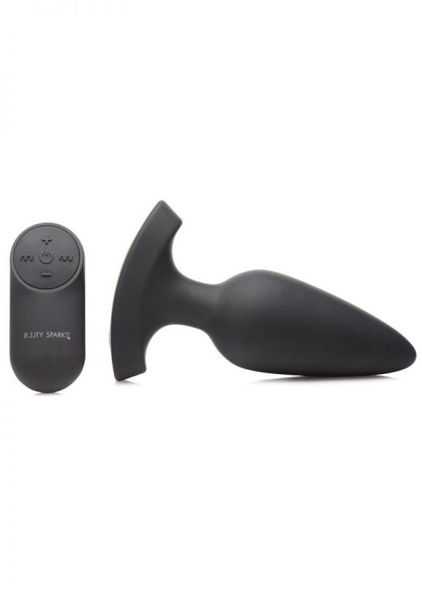 Booty Sparks Laser F... Me Rechargeable Silicone Anal Plug with Remote Control - Large - Black with Red Light