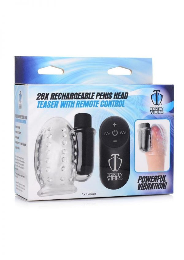 Trinity 4 Men Rechargeable Bullet Penis Head Teaser with Remote Control - Clear