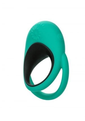 Link Up Remote Alpha Rechargeable Silicone Dual Stimulating Cock Ring with Remote Control - Green/Black