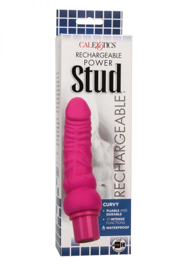 Rechargeable Power Stud Curvy Silicone Vibrator - Pink