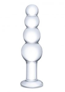 Glas Beaded Glass Butt Plug 7.25in - Clear