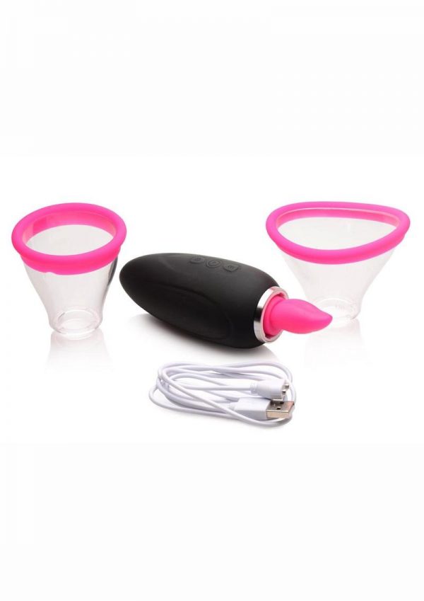 Inmi Lickgasm Mini 10X Licking andamp; Sucking Rechargeable Silicone Clitoral Stimulator - Black/Pink