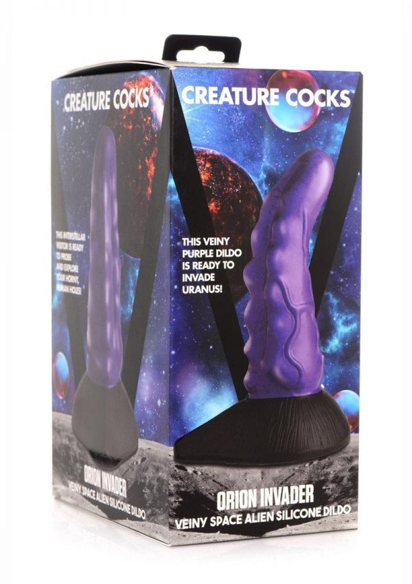 Creature Cocks Orion Invader Veiny Space Alien Silicone Dildo 7.25in - Purple