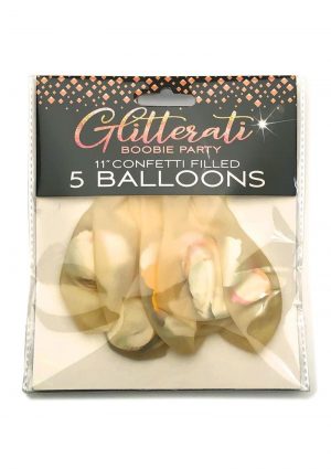 Glitterati Boobie Confetti Balloons (6 per Pack) - Black/Rose Gold