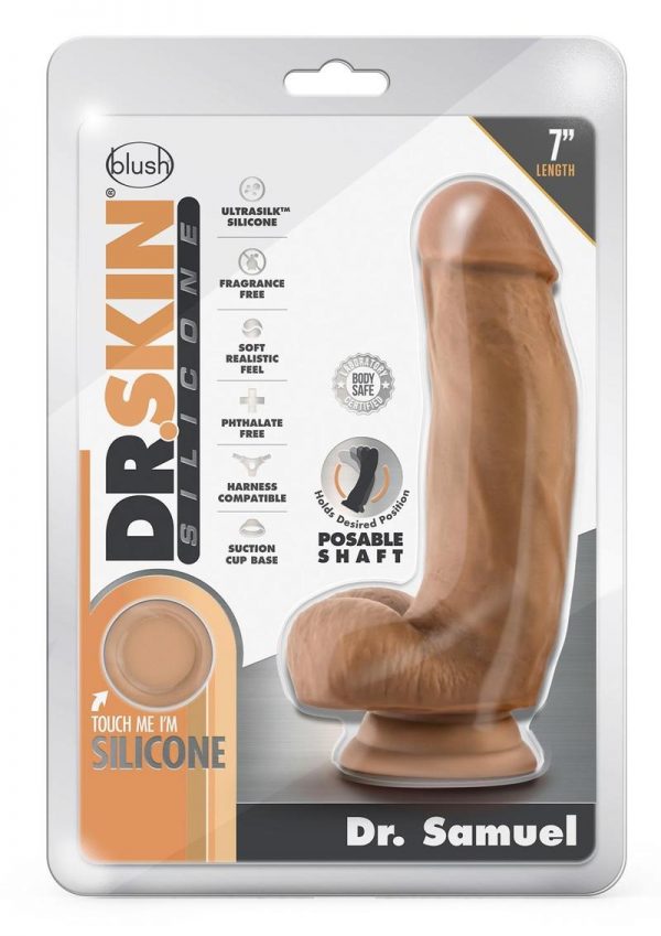 Dr. Skin Silicone Dr. Samuel Dildo with Suction Cup 7in - Caramel