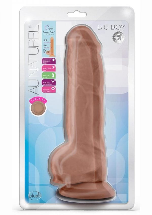 Au Naturel Big Boy Dildo With Balls 10in - Caramel