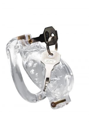 Master Series Double Lockdown Locking Customizable Chastity Cage - Clear