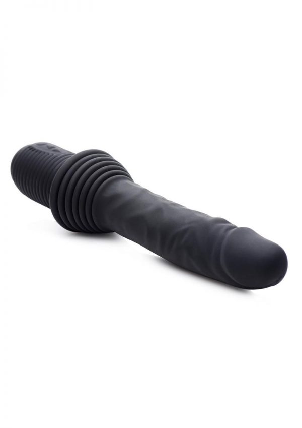 Master Series Vibrating andamp; Thrusting Rechargeable Silicone Dildo - Black
