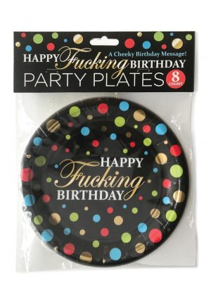 Happy F`n Birthday Plates (8 per Pack) - Multicolor