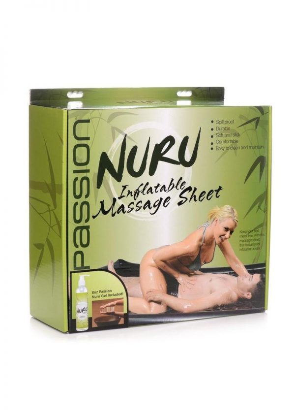 Passion Nuru Inflatable Massage Sheet and Gel Kit - Black