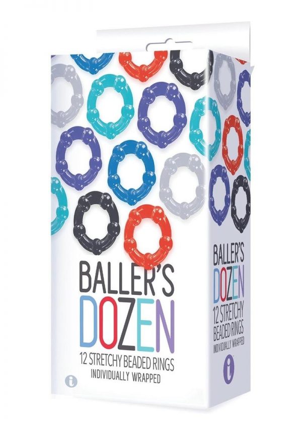 The 9`s - Baller`s Dozen Beaded Cockrings (12 per Pack) - Assorted Colors