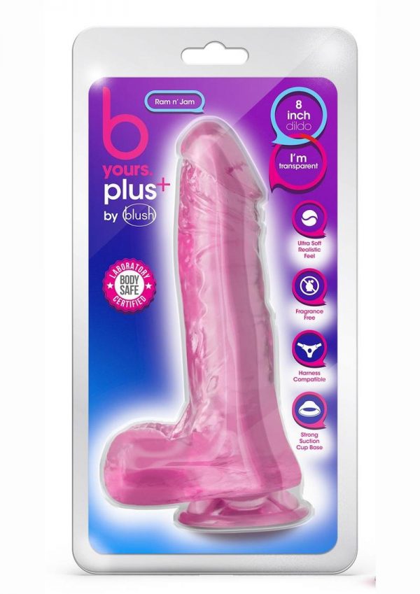B Yours Plus Rock n` Roll Realistic Dildo with Balls 8in - Pink