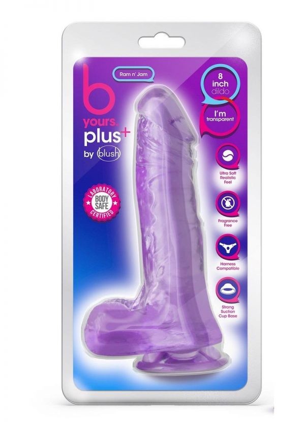 B Yours Plus Rock n` Roll Realistic Dildo with Balls 8in - Purple