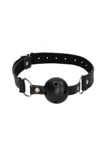 Ouch! Breathable Ball Gag with Bonded Leather Straps - Black