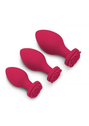 Secret Kisses Rosegasm Butt Bouquet Training Set Silicone Plugs (3 Piece) - Red