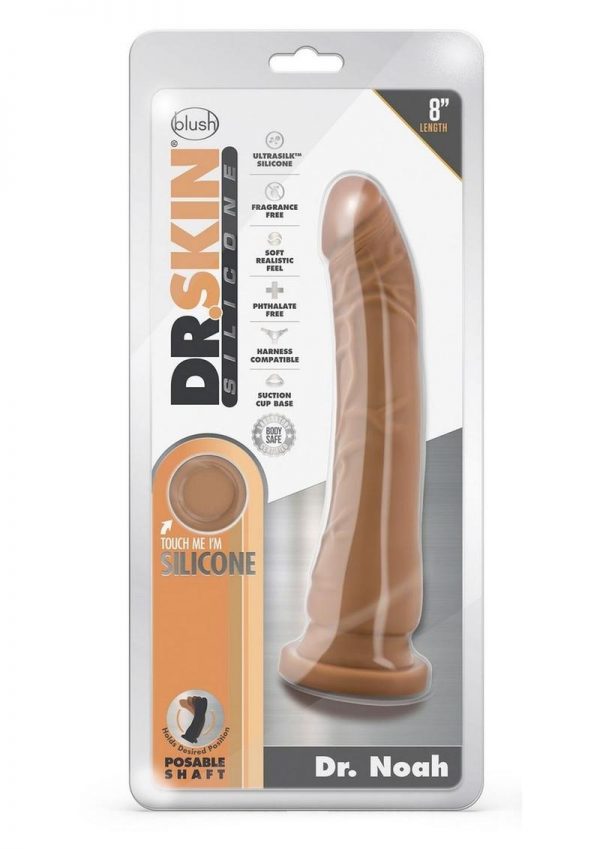 Dr. Skin Dr. Noah Silicone Dildo with Balls and Suction Cup 8in - Mocha