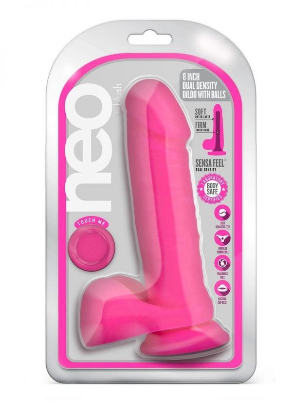 Neo Dual Density Dildo 8in - Neon Pink