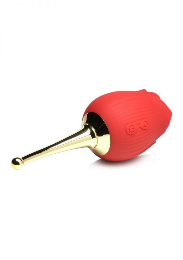 Inmi Bloomgasm Flutter Rose Rechargeable Silicone Sucking Rose with Butterfly Teaser - Red/Gold