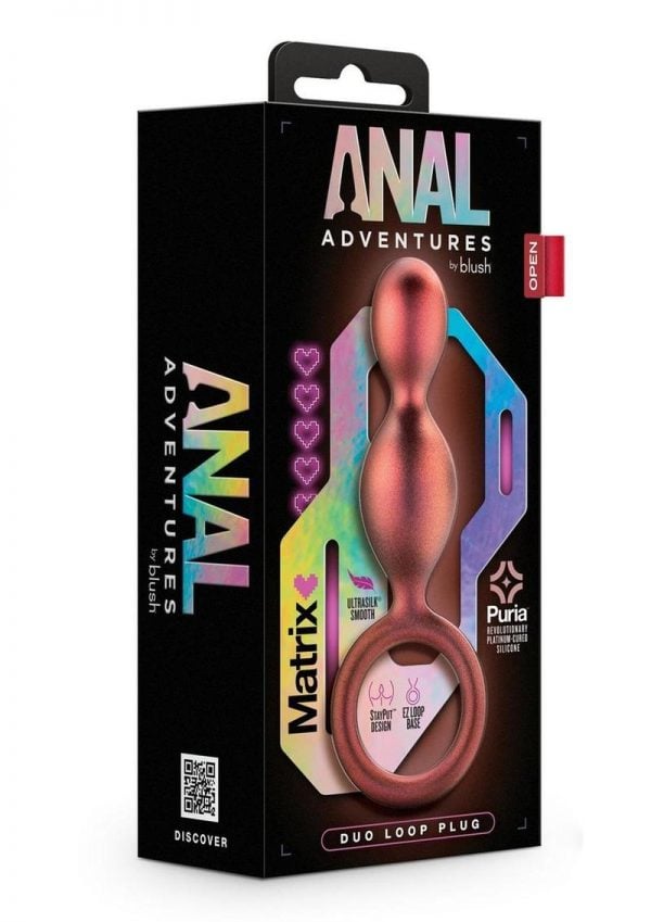 Anal Adventures Matrix Duo Loop Silicone Plug - Copper