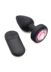 Booty Sparks 28X Rechargeable Silicone Vibrating Gem Anal Plug with Remote Control - Small - Pink