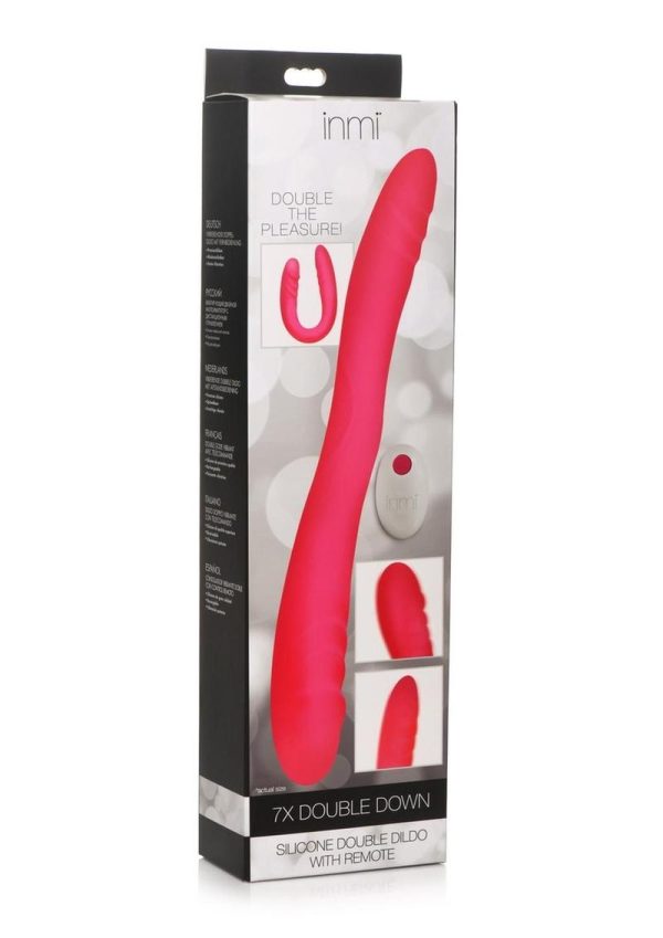 Inmi 7X Double Down Rechargeable Silicone Double Dildo with Remote Control - Pink