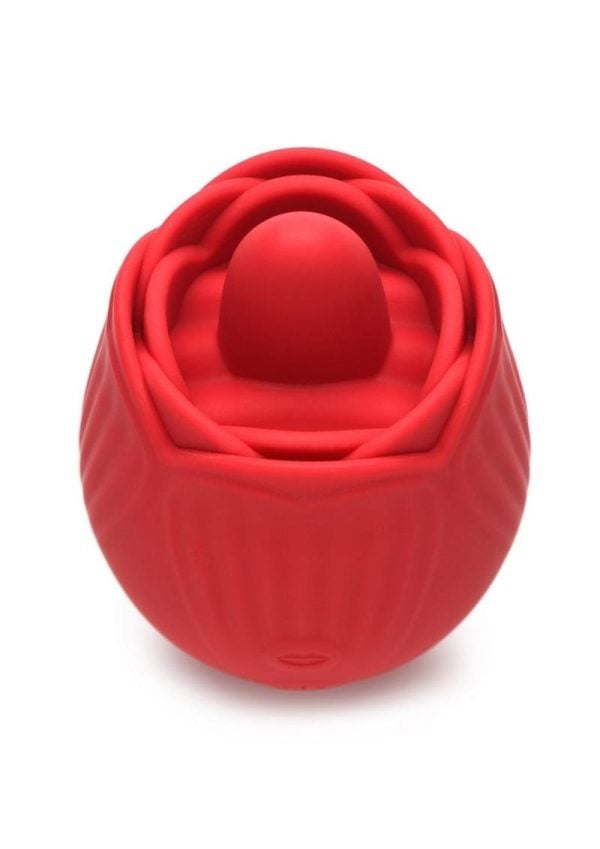 Inmi Bloomgasm French Rose Silicone Rechargeable Licking andamp; Vibrating Clitoral Stimulator - Red