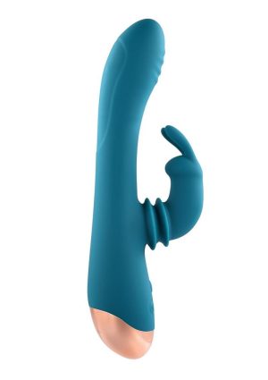 Adam andamp; Eve Shimmy andamp; Shake Velvet Rabbit Rechargeable Silicone Vibrator - Teal