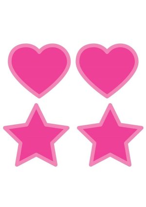 Peekaboo Glow In The Dark Hearts andamp; Stars Pasties - Hot Pink