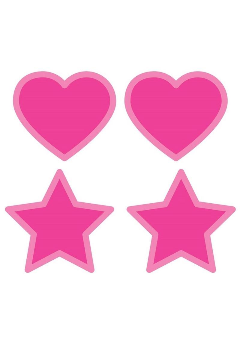 Peekaboo Glow In The Dark Hearts andamp; Stars Pasties - Hot Pink
