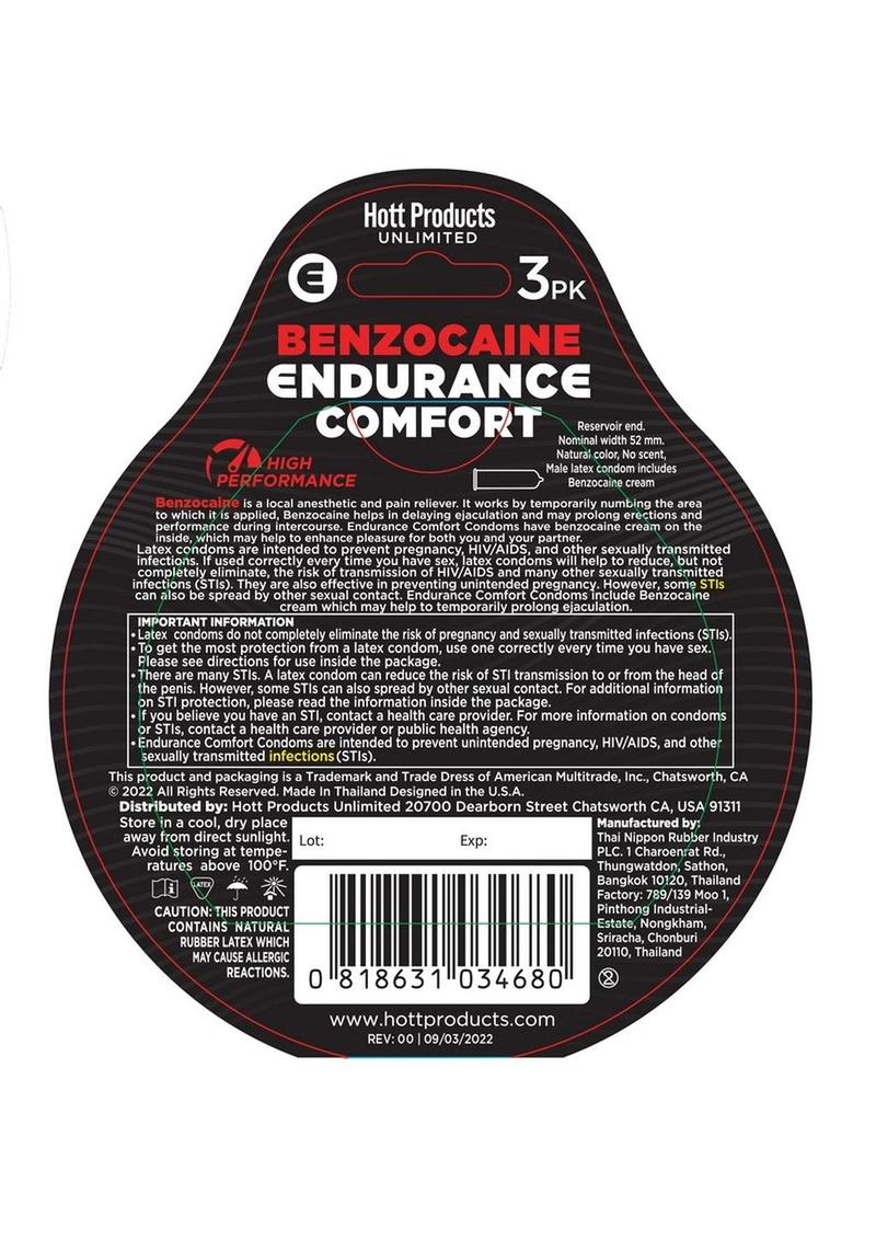 Endurance Comfort Condoms with Benzocaine