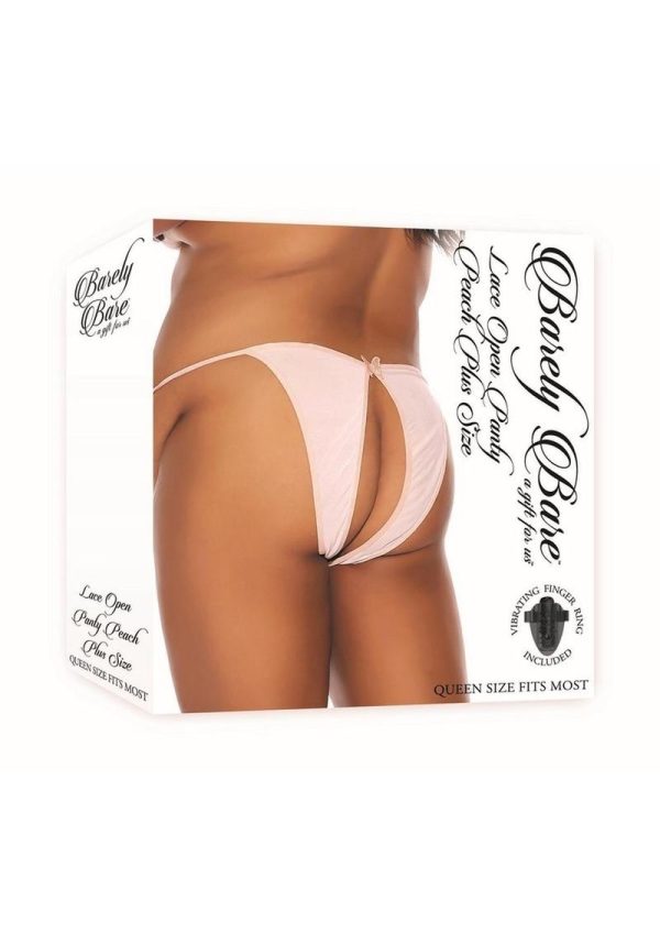 Barely Bare Lace Open Panty - Plus Size - Peach