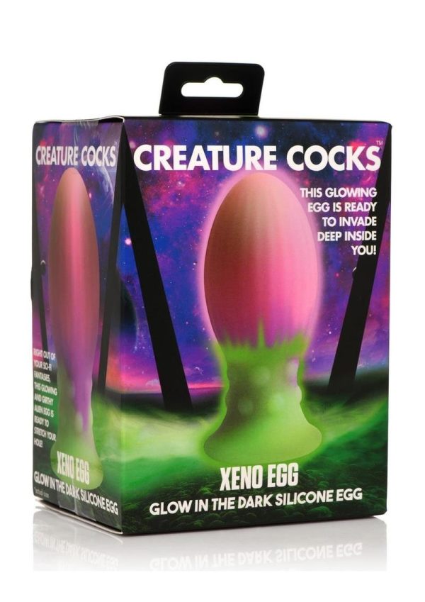 Creature Cocks Xeno Egg Glow in the Dark Silicone Egg - Pink/Green