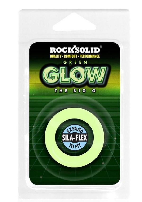 Rock Solid The Big O Glow in the Dark Silicone Cock Ring - Green/Black