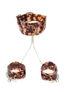 Sincerely Amber Neck and Wrist Restraint - Animal Print Gold