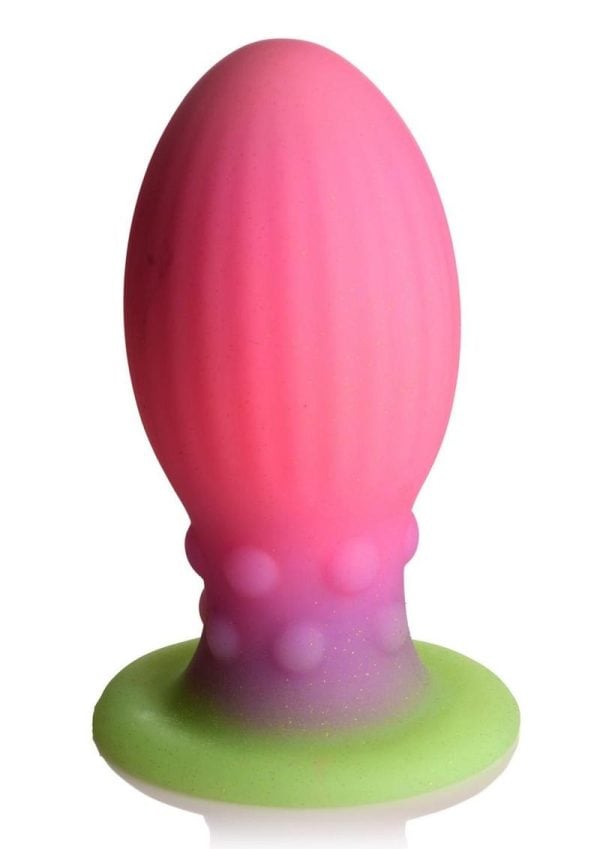 Creature Cocks Xeno Egg Glow in the Dark Silicone Egg - XLarge - Pink/Green